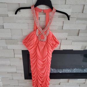 Adorable coral short formal dress